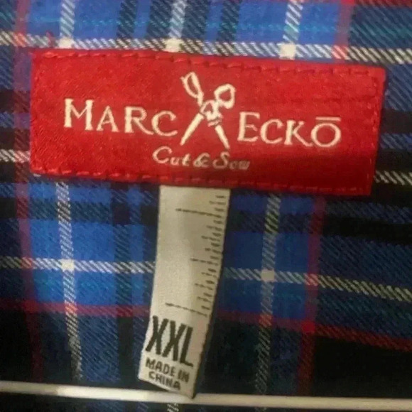 Mark Echo Cut & Sew Men’s XXL Button Down Blue Plaid Flannel Shirt - Picture 4 of 5